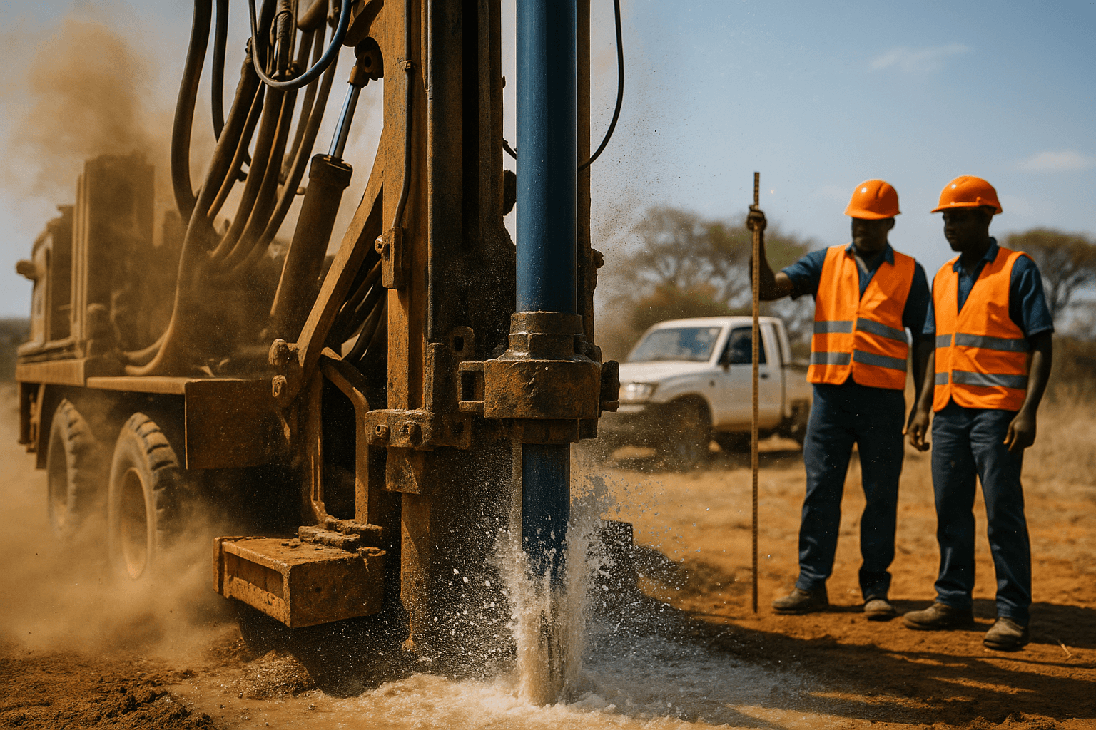 Borehole drilling in action
